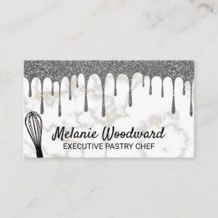 Drivning av silver Glitter Marble and Whisk Visitkort