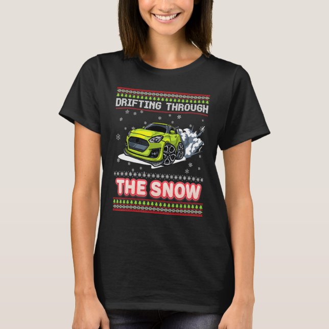 Drivning genom Snö-bilsborrsvepen Ugly C T Shirt (Framsida)