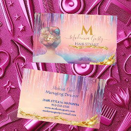 Drivning Pastel Rosa Guld Monogram Hair Stylist Visitkort
