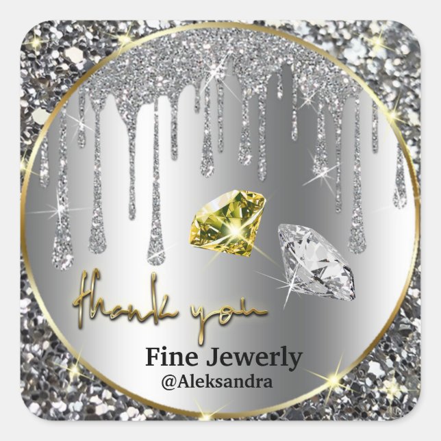 Drivning silver Guld Glitter Fyrkantigt Klistermärke (Framsida)
