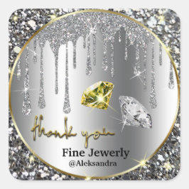 Drivning silver Guld Glitter Fyrkantigt Klistermärke