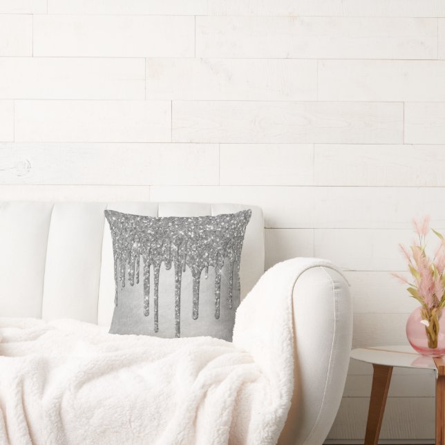 Drivning Silvery Glitter | Platinum Faux Metallic Kudde (Soffa)