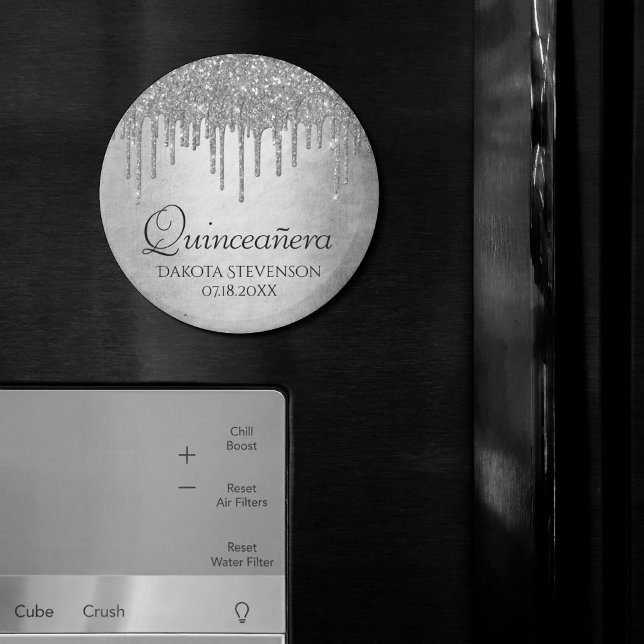 Drivning Silvery Glitter | Platinum Quinceanera Magnet (Skapare uppladdad)