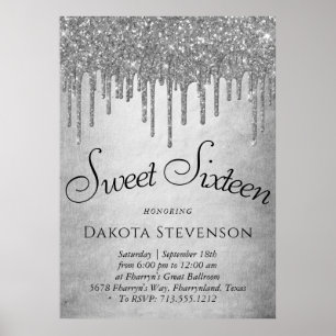 Drivning Silvery Glitter Platinum Sweet sixteen Poster