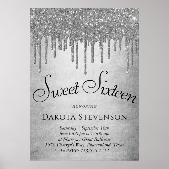 Drivning Silvery Glitter | Platinum Sweet sixteen Poster (Framsidan)
