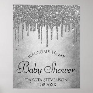 Drivning Sivler Glitter Diamond Platinum Shower Poster