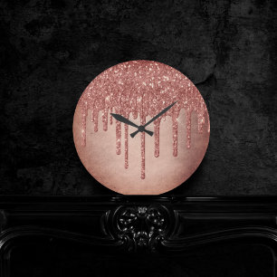 Drivplatta Glitter   Terra Cotta Coral Orange Rund Klocka