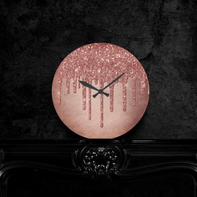 Drivplatta Glitter | Terra Cotta Coral Orange Rund Klocka (Skapare uppladdad)