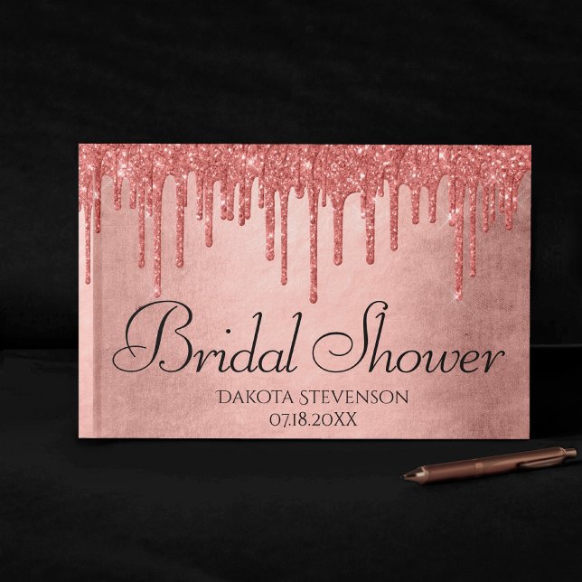Drivplatta Glitter | Terra Cotta Coral Shower Gästböcker (Skapare uppladdad)