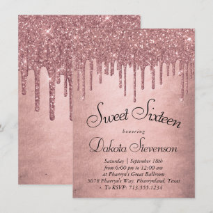 Drivplatta Glitter Terra Cotta Sweet sixteen Inbjudningar