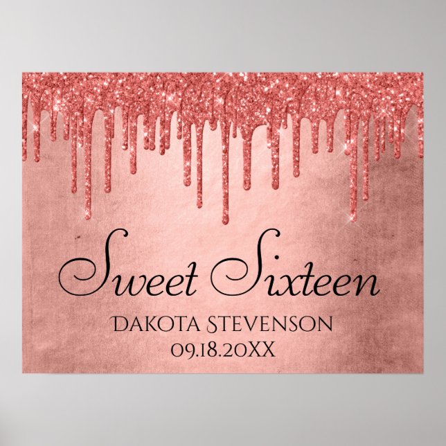 Drivplatta Glitter | Terra Cotta Sweet sixteen Poster (Framsidan)