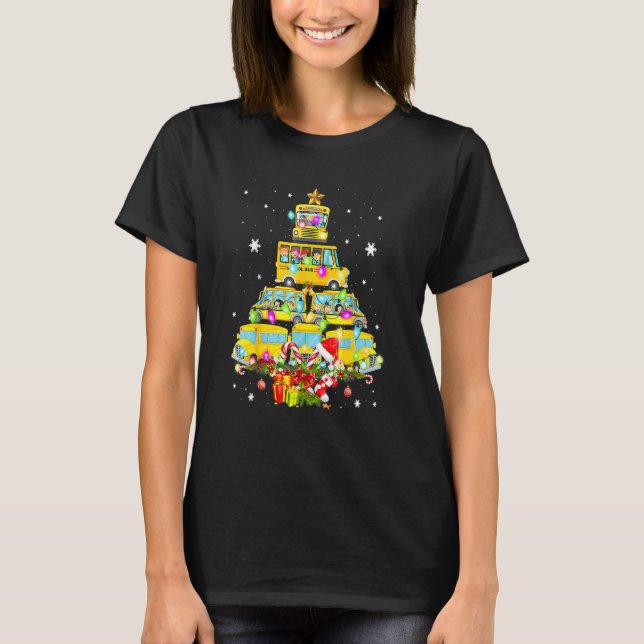 Drivrutin B för School Buss Julgran Funny Santa Bu T Shirt (Framsida)
