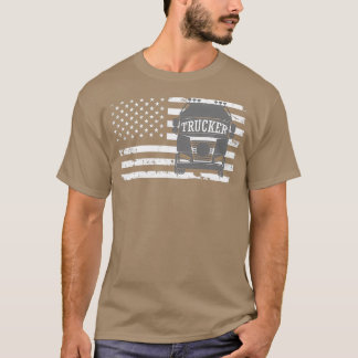 Drivrutin för American Trucker Distress Flagga Las T Shirt