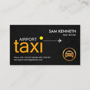 Drivrutin för Black Grunge Gult Airport Taxi Visitkort