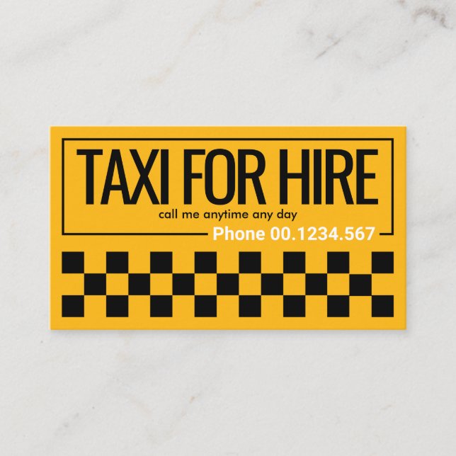 Drivrutin för Bright Bold Taxi Gräns Rand Cab Visitkort (Framsida)