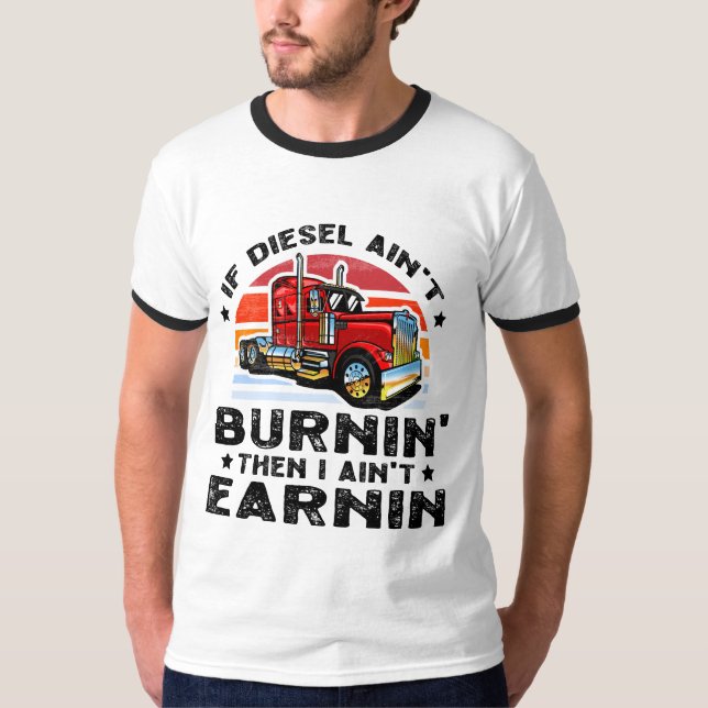 Drivrutin för Diesel Trucker Big Rig Semi-Trailer  T Shirt (Framsida)