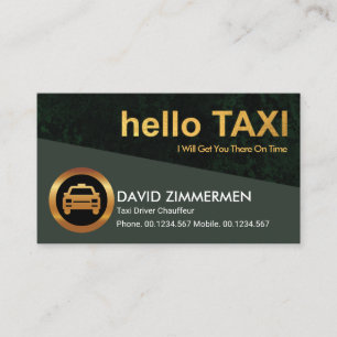 Drivrutin för Grönt Grunge Taxi Guld "Hej Taxi" Visitkort