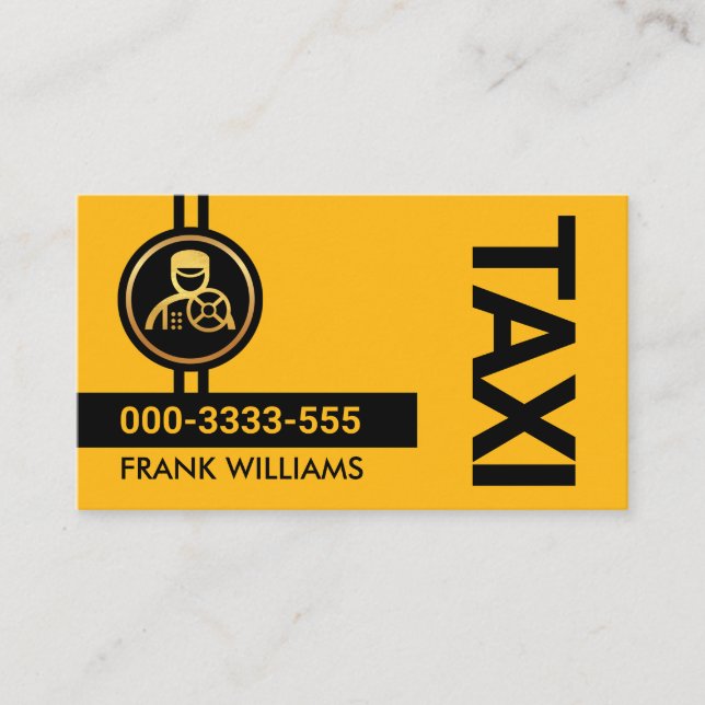 Drivrutin för gult Taxi Linjer Cab Visitkort (Framsida)