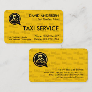 Drivrutin för gult Taxi-tjänst Visitkort