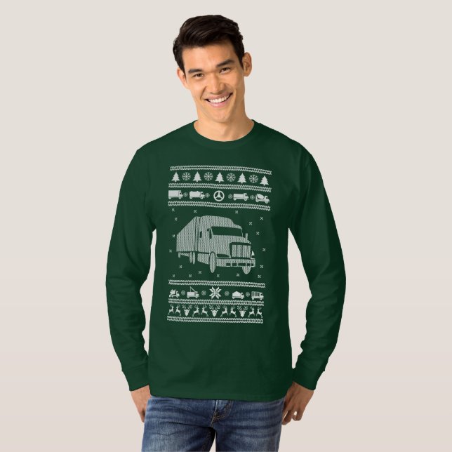 Drivrutin för lastbil - Äkta julsötare Tee Shirt (Hel framsida)