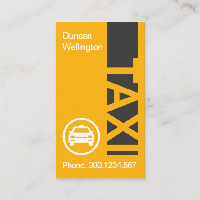 Drivrutin för Lodrät TAXI Gult-kab för kreativ Visitkort (Framsida)