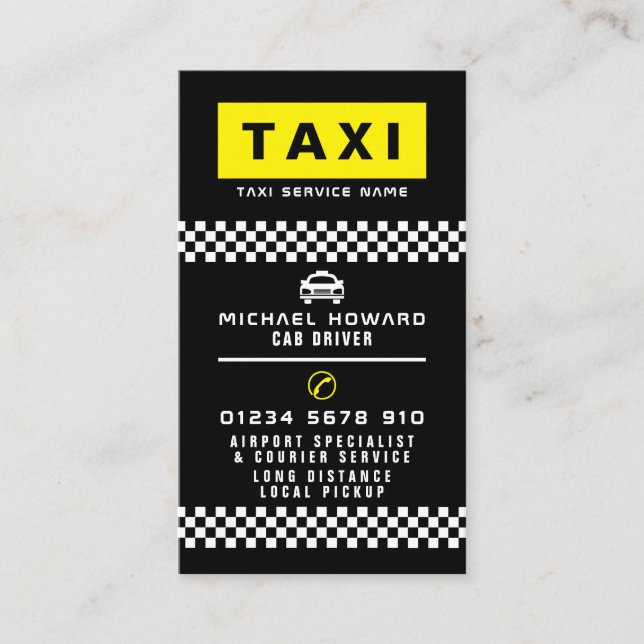 Drivrutin för Modern och Trendig Taxi-kabinett Visitkort (Framsida)