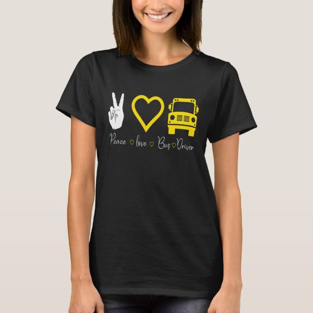 Drivrutin för Peace Kärlek Buss T Shirt (Framsida)