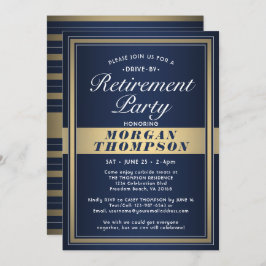 Drivrutin för Pension Party, marinblått och Guld Inbjudningar