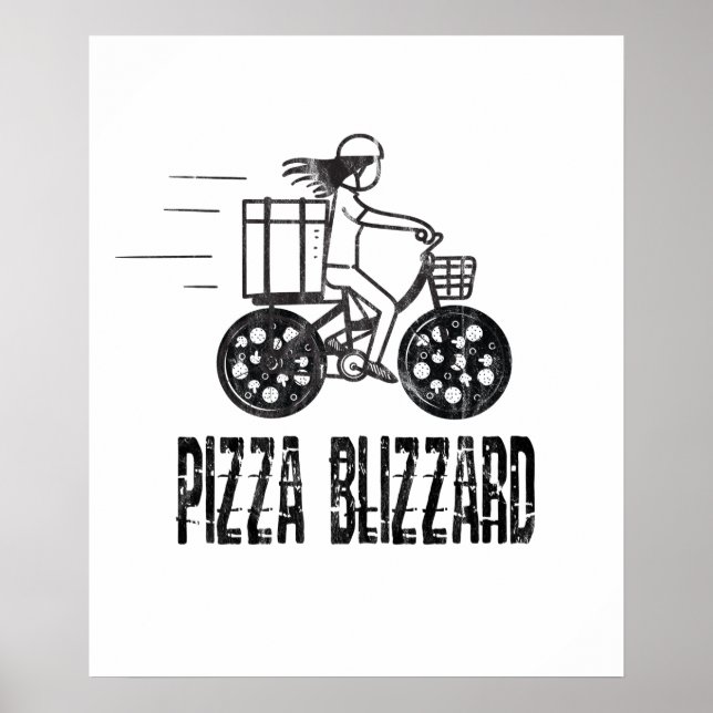 Drivrutin för Pizza Snöstorm Bike Courier Poster (Framsidan)