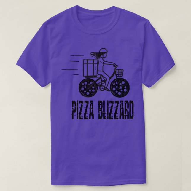 Drivrutin för Pizza Snöstorm Bike Courier T Shirt (Design framsida)