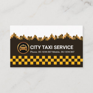Drivrutin för Retro Gult Taxi Check City Silhouet Visitkort