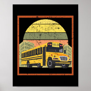 Drivrutin för Retro Vintage Sunset School Buss Poster