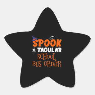 Drivrutin för Spooktacular School Buss Funny Hallo Stjärnformat Klistermärke