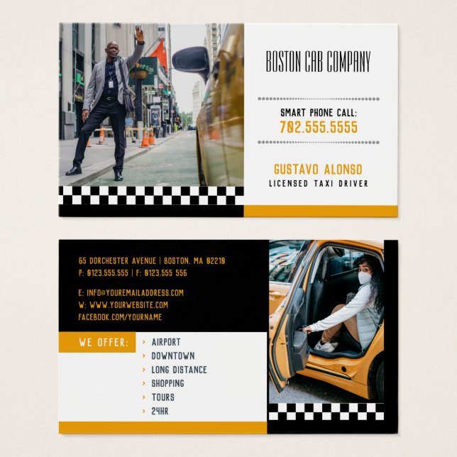 Drivrutin för Taxi | Cab Company Visitkort (Framsida & baksida)