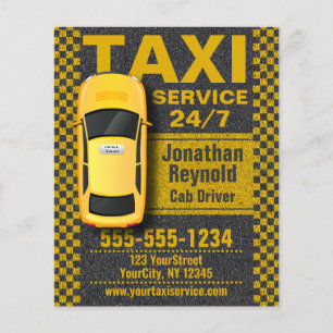 Drivrutin för Taxi Service Business Cab gult Flygblad