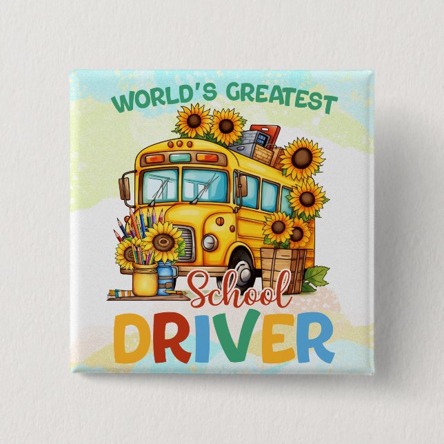 Drivrutin för världsmästare School Buss Knapp (Framsida)