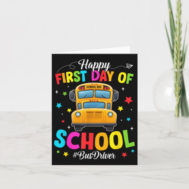 Drivrutinen Back to school School Buss Lycklig för Kort (Framsida)