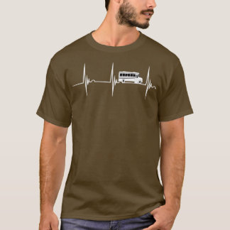 Drivrutinen Buss Älskare Heartslag EKG Pulse Coola T Shirt