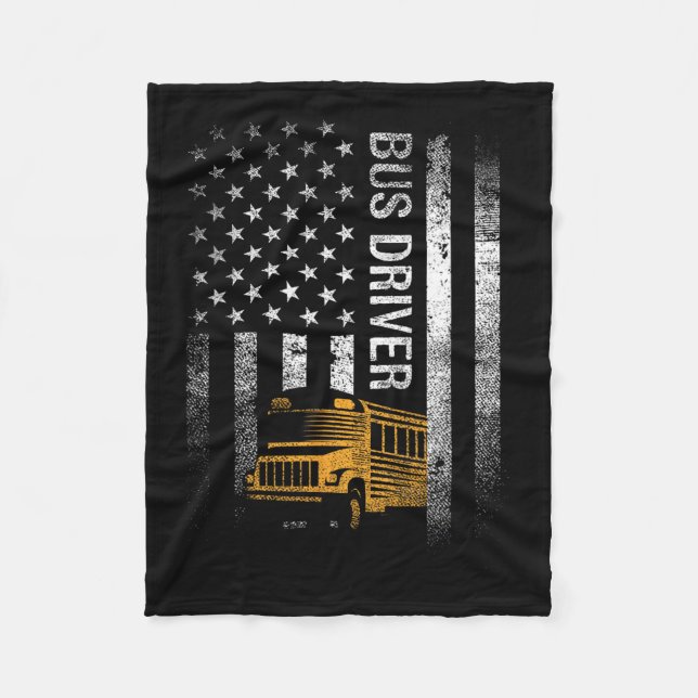 Drivrutinen buss USA Flagga Funny Buss Driver Gift Fleecefilt (Framsidan)