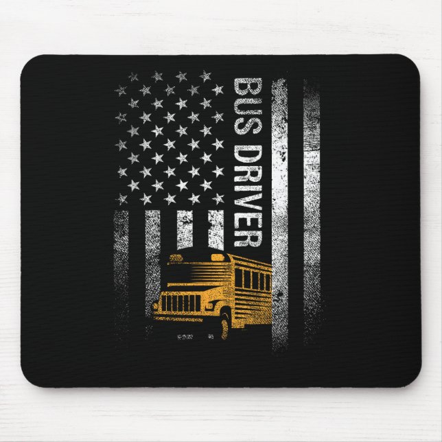 Drivrutinen buss USA Flagga Funny Buss Driver Gift Musmatta (Framsidan)