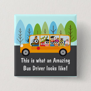 Drivrutinen Cute Uggla School Buss Knapp