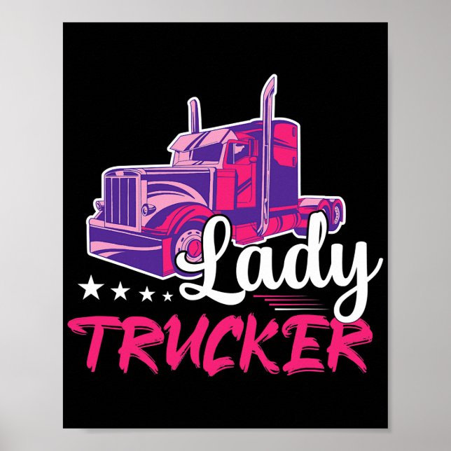 Drivrutinen Dam Trucker Lastbil Trucker Trucker Poster (Framsidan)
