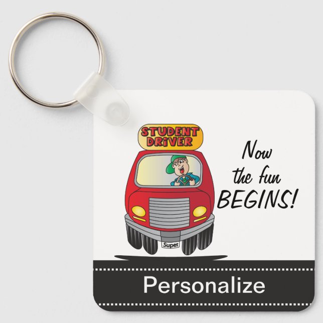 Drivrutinen Fånig Tecknad Student Nyckelring (Framsida)
