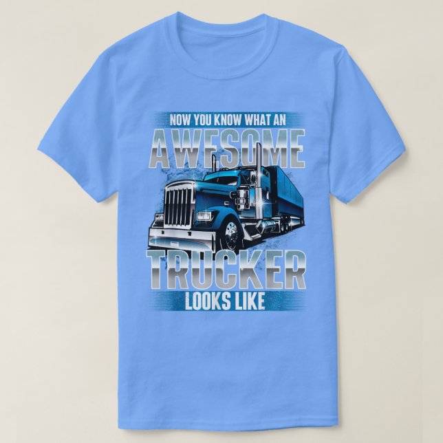 Drivrutinen Fantastisk TruckerSemi Lastbil kör sto T Shirt (Design framsida)