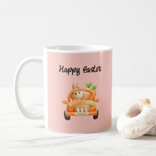 Drivrutinen glad påsk vid rosa kaffemugg