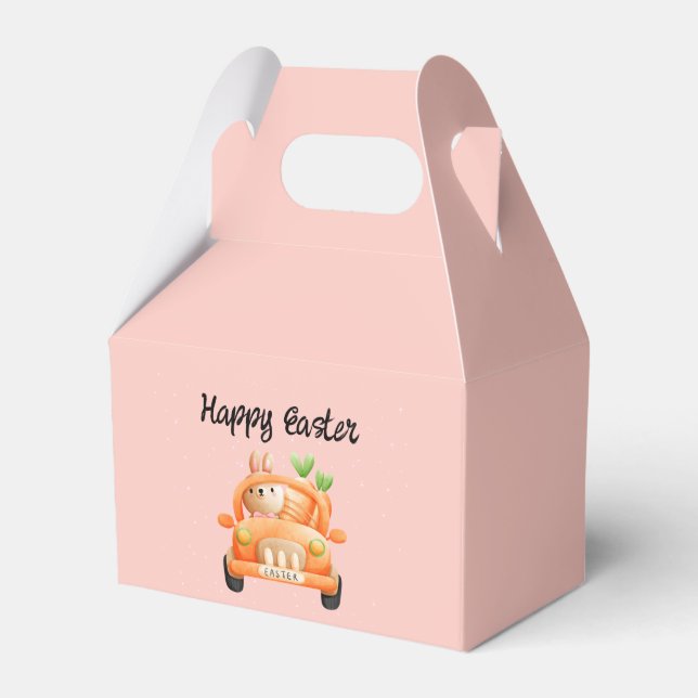 Drivrutinen glad påsk vid rosa presentaskar (Framsidan Sidan)