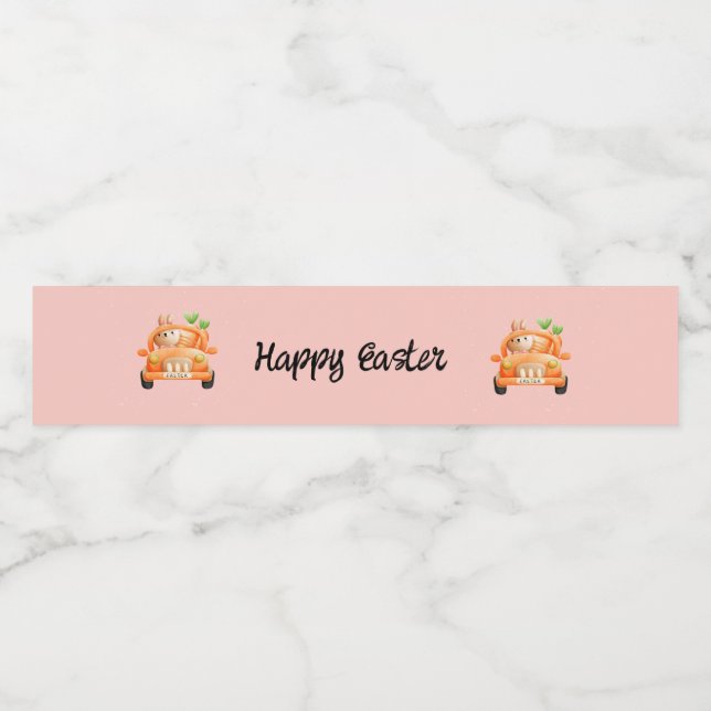 Drivrutinen glad påsk vid rosa vattenflaska etikett (Singel etikett)