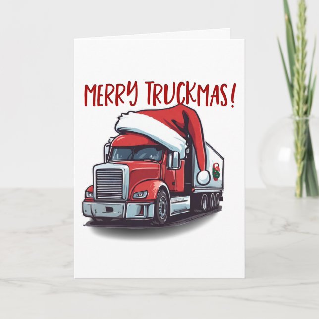 Drivrutinen god jul Lastbil Semi Truckmas Funny Tack Kort (Framsida)