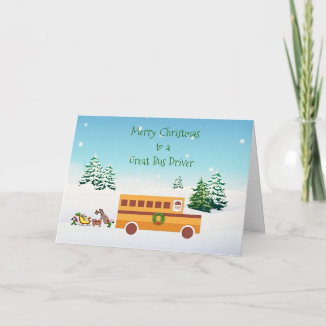 Drivrutinen God jul, School Buss Helgkort (Framsida)