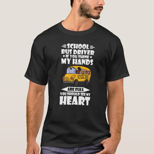 Drivrutinen gult School Buss om du Tänka min Hände T Shirt (Framsida)